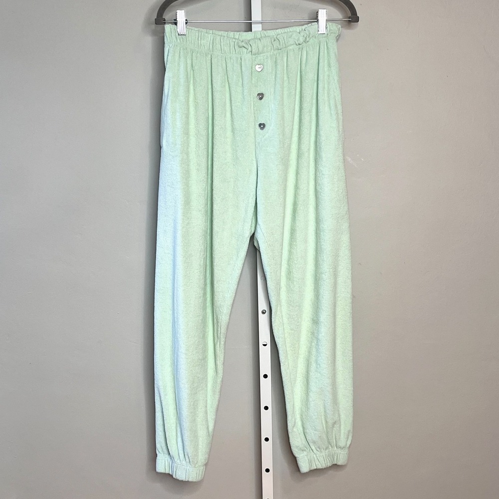 Stoney Clover Lane Donni Terry Cloth SweatPants Pastel Green XL Cozy Luxury